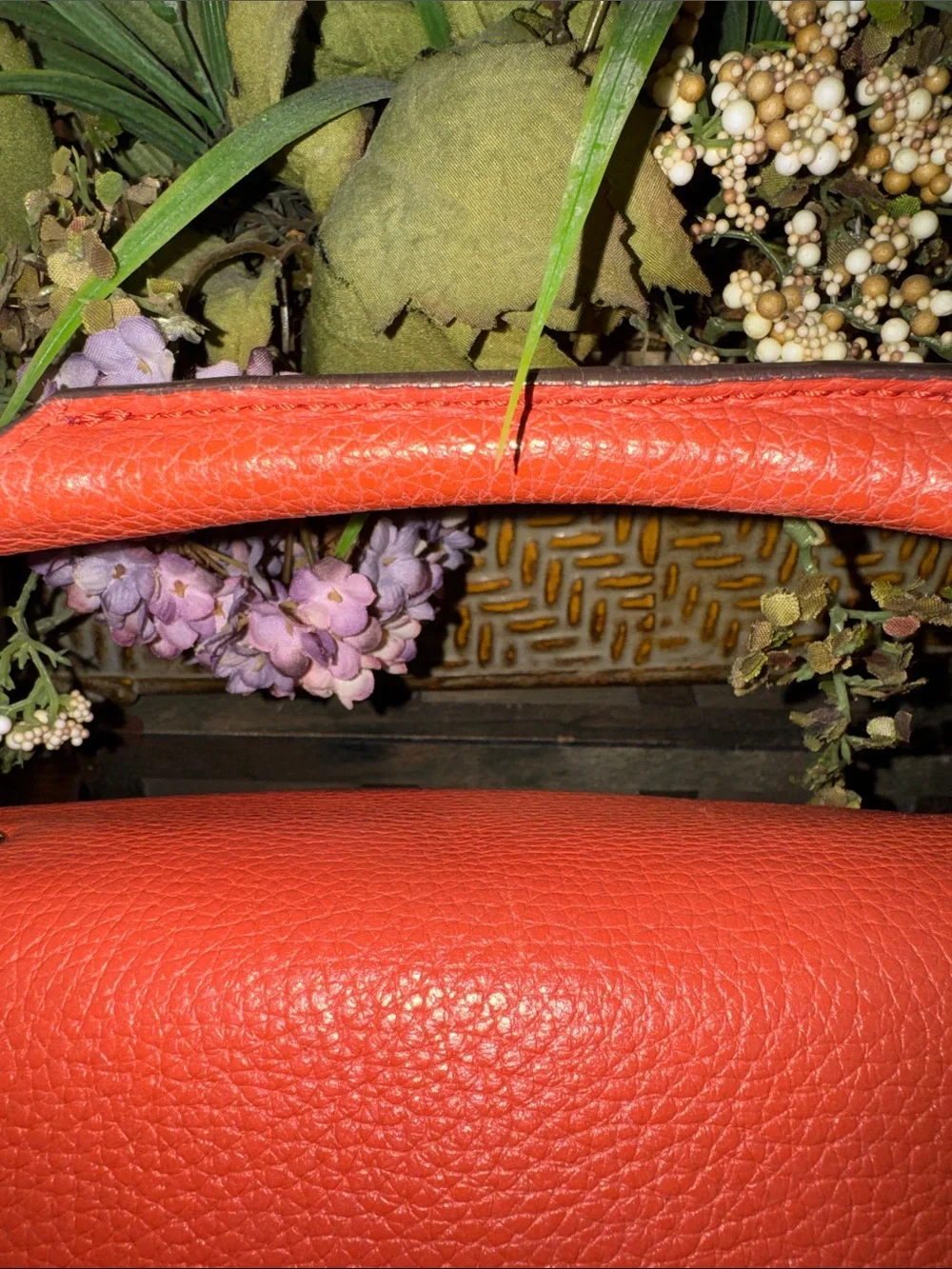MCM Coral Leather Top-Handle Satchel with Gold Hardware with COA EUC